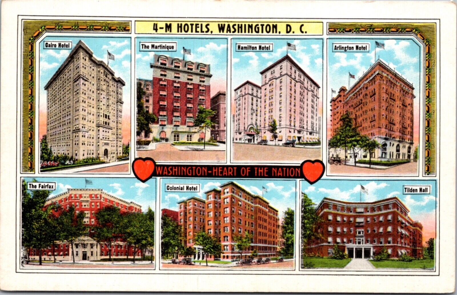 PC 4-M Hotels Washington DC Arlington Cairo Hamilton Tiden Hall Fairfax Colonial