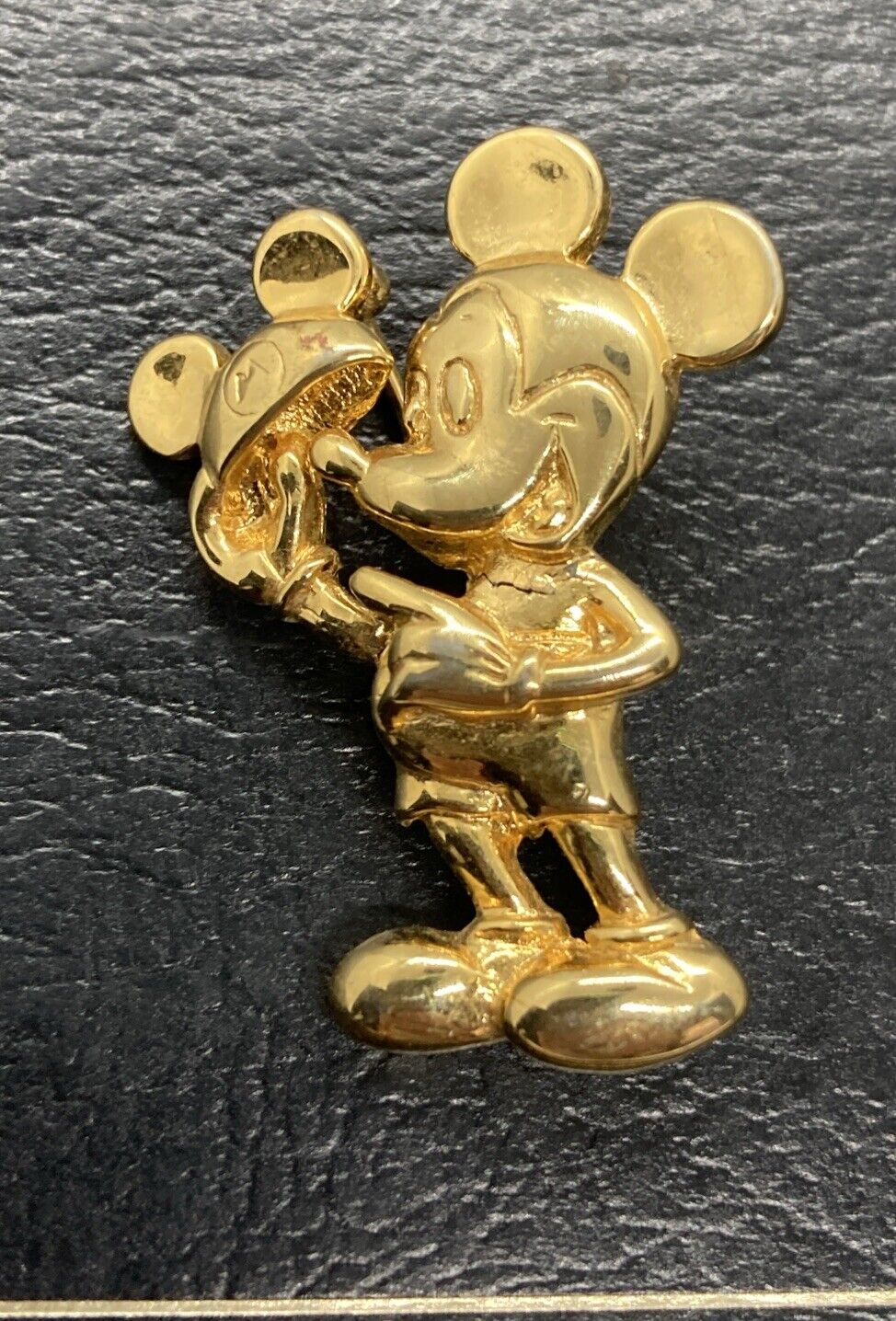 Vintage Disney Mickey Mouse Gold Tone Metal PENDANT  Brooch COMBO  SIGNED DISNEY