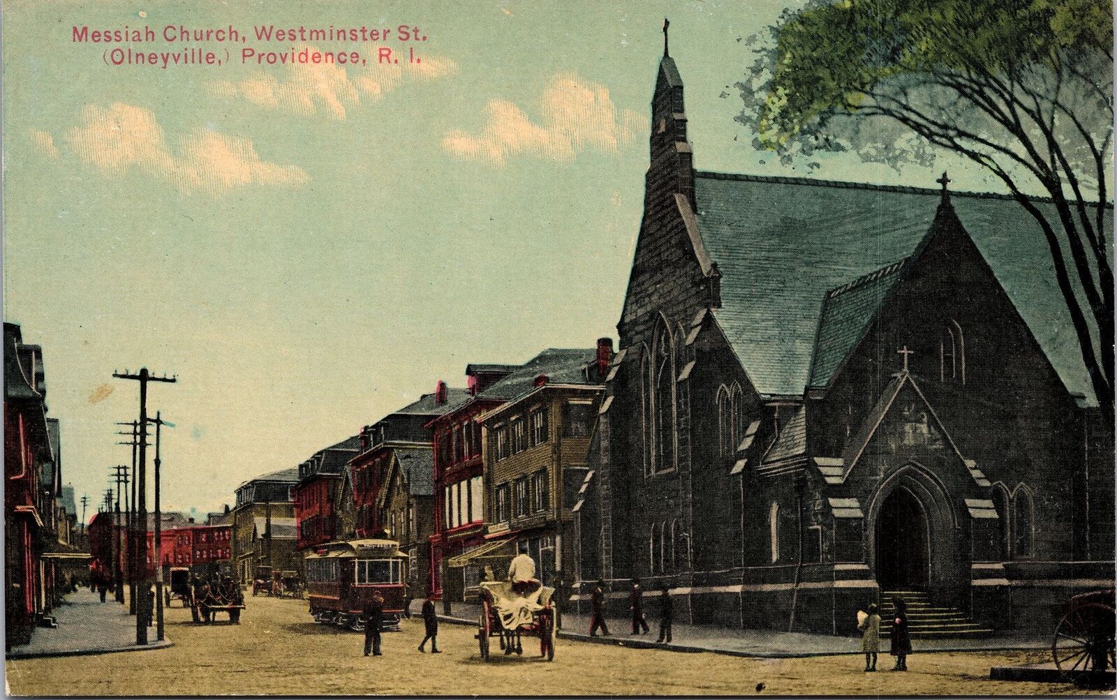 PROVIDENCE RI - Messiah Church Westminster Street Olneyville Postcard