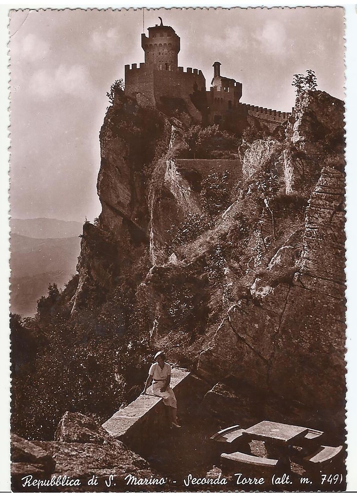 San Marino, Old PC, Fratta-Falesia Second Tower, Sepia Print, RPPC