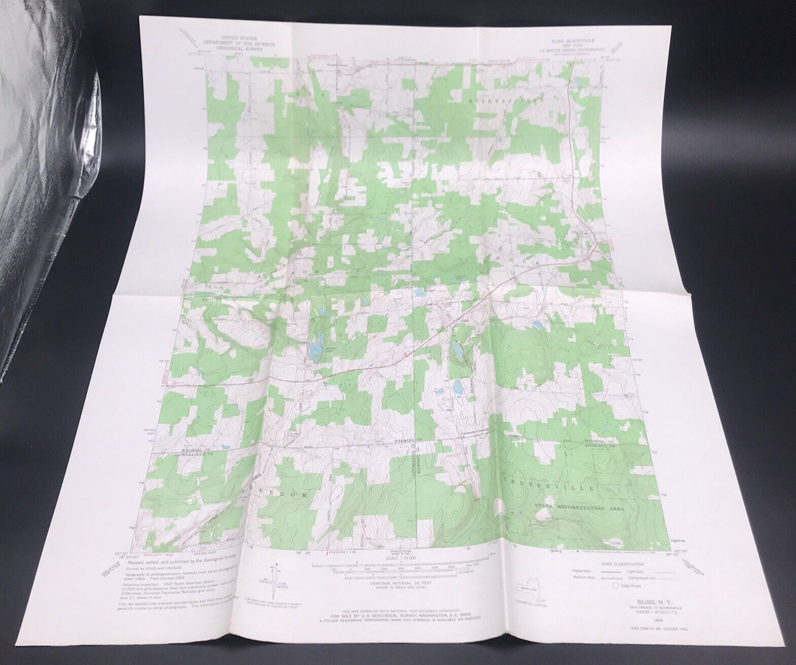 1966 Bliss NY Quadrangle Geological Survey Topographical Map 22\