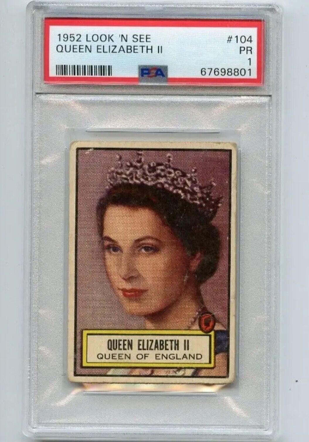 1952 Topps Look N See # 104 Queen Elizabeth II Queen Of England PSA 1.