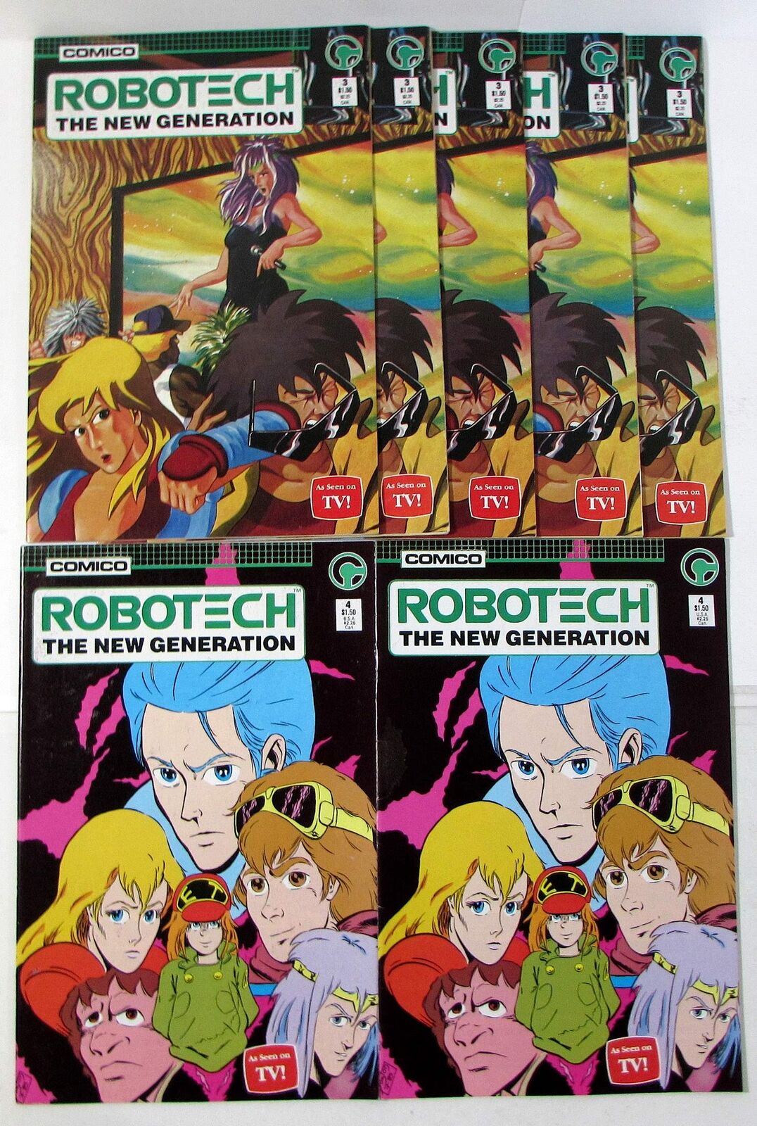 Robotech The New Generation Lot of 7 #3 x5,4 x2 Comico (1985) 1st Print Comics