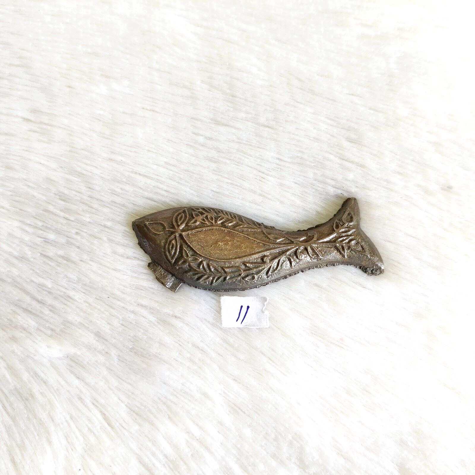 Vintage Fish Shape Floral Bronze Jewelry Dye Mould Stamp Goldsmith Tool Old 11