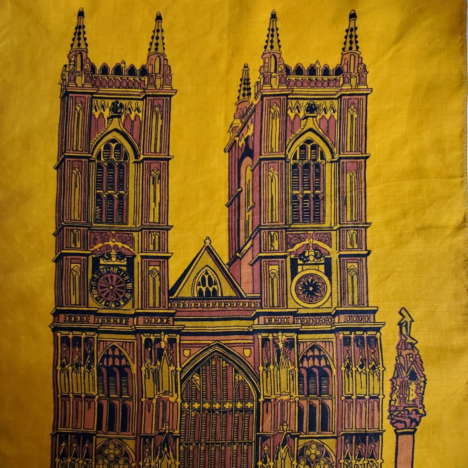 Westminster Abbey Churches London England DISH TEA TOWEL Irish Cabin Ireland Vtg