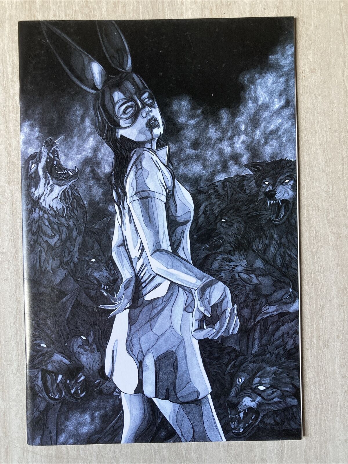 Bunny Mask #3 (Aftershock 2021) Ingrid Gala B&W Sketch Virgin Variant