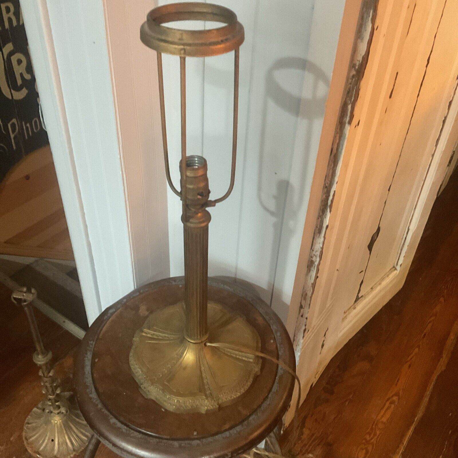 Antique 1920s  Milller Table Lamp Base for Reverse Painted  Glass Shade