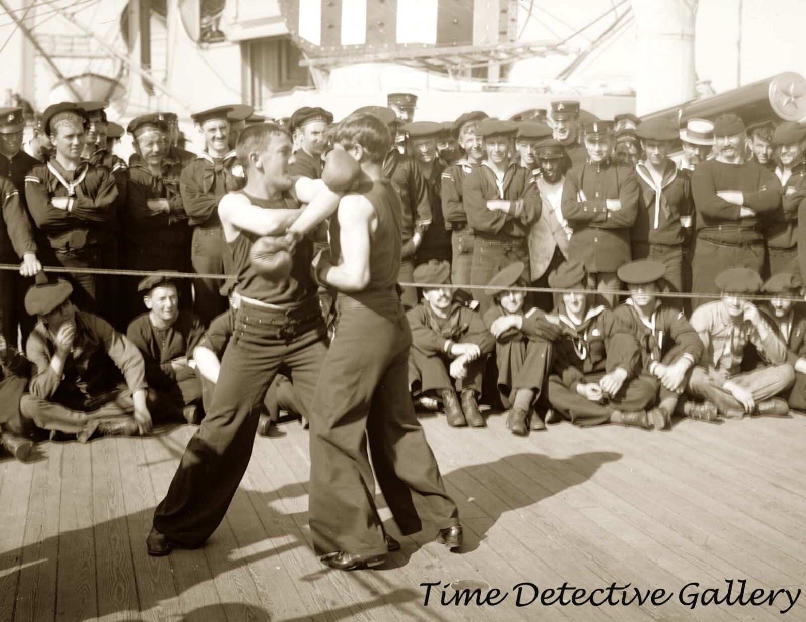 U.S. Navy Boxing Match on U.S.S. New York - 1899 - Historic Photo Print