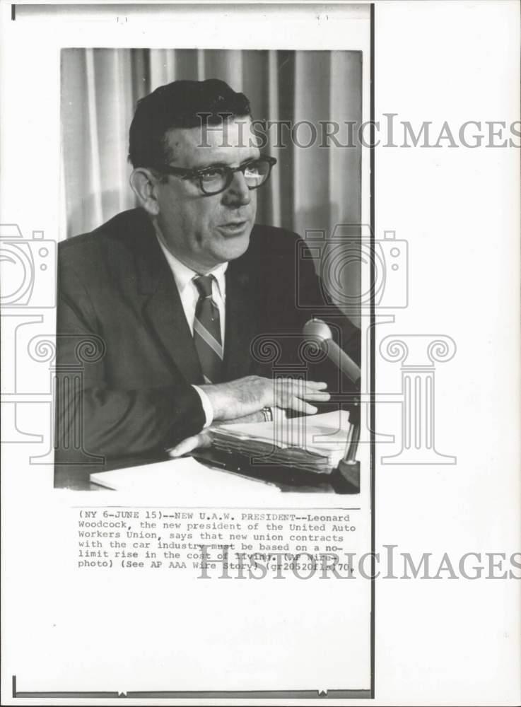 1970 Press Photo Leonard Woodcock, United Auto Workers Union President