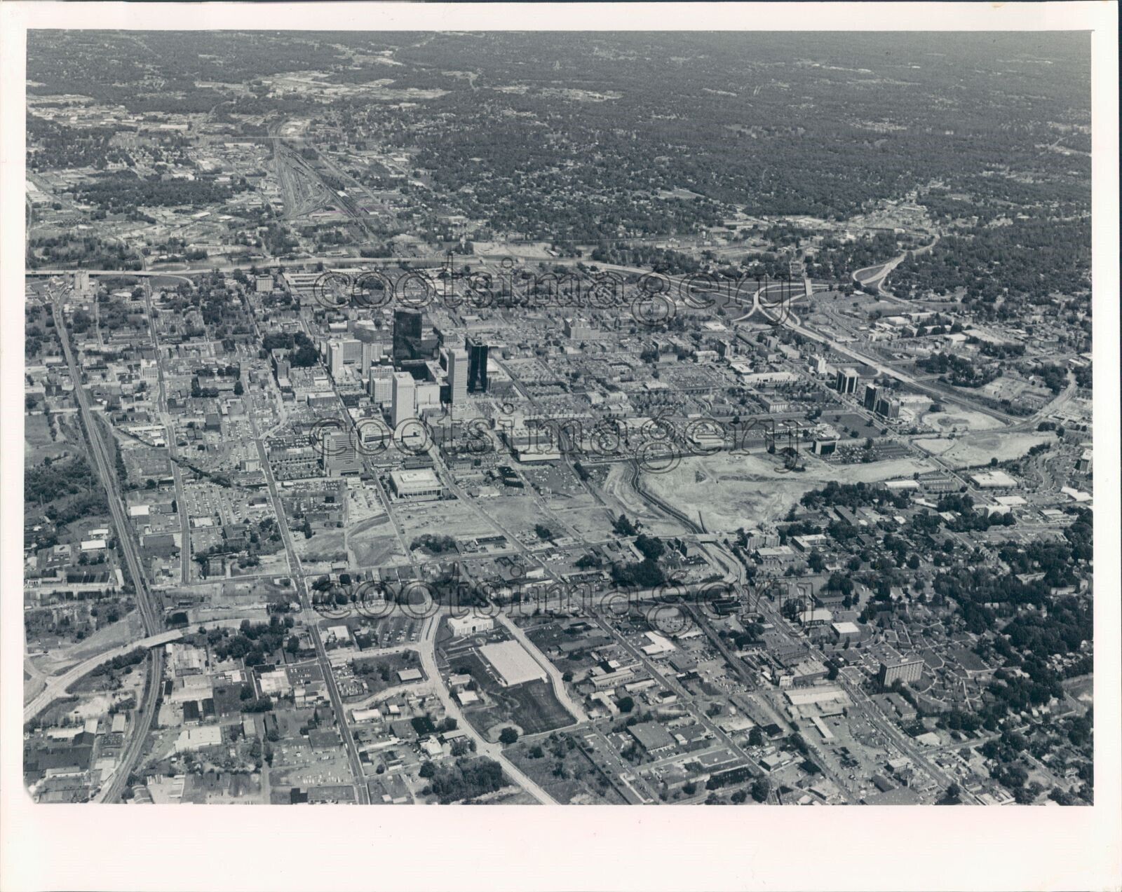 1984 Press Photo Aerial 1980s Downtown Charlotte North Carolina