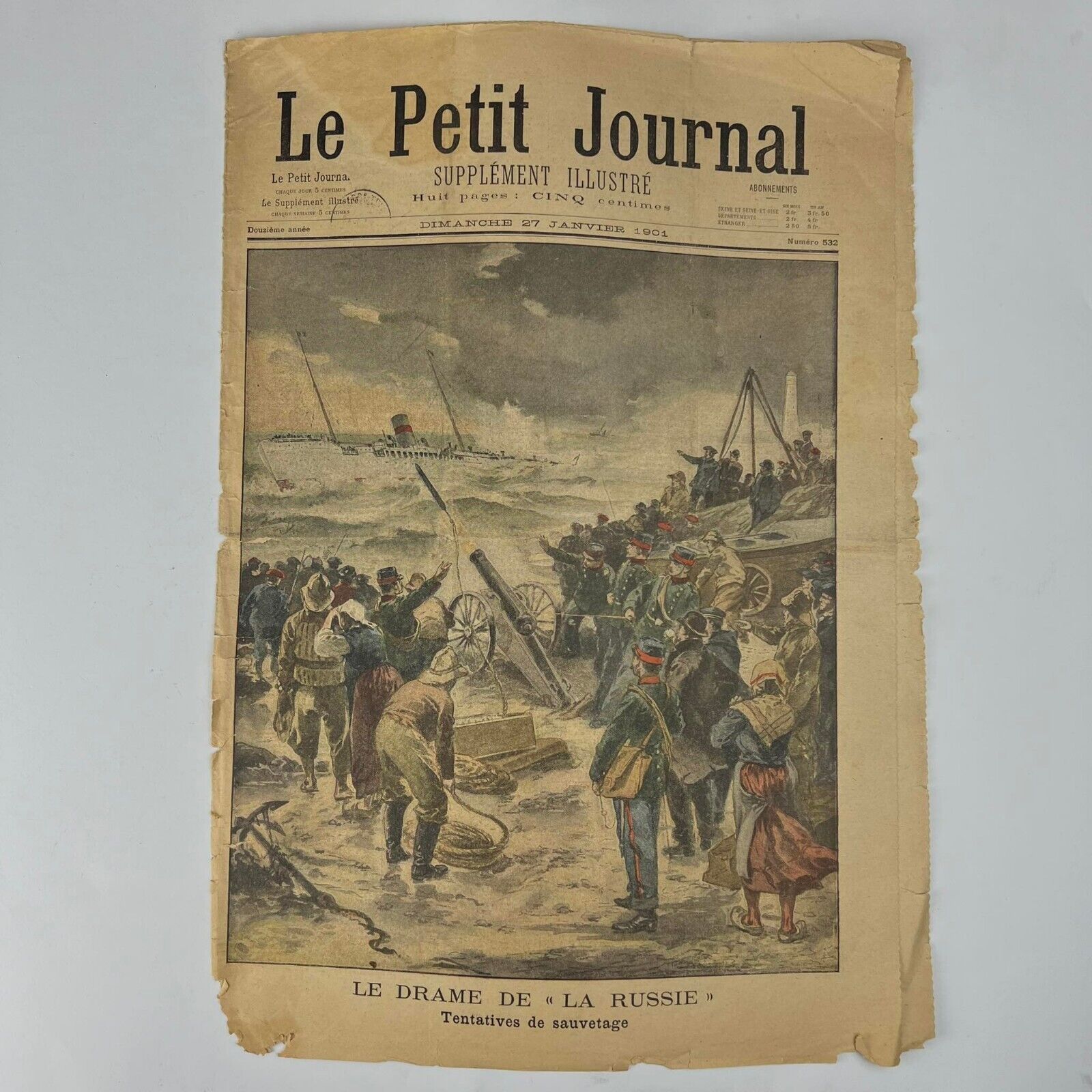 Antique Newspaper Le Petit Journal 1901 France Rare Collectibles Russian Drama