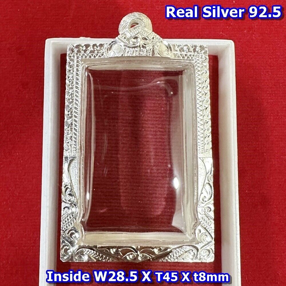 R3 Real Silver 92.5 Case Phra Somdej Lp Thai Frame Empty Amulet Pendant 28*45*8