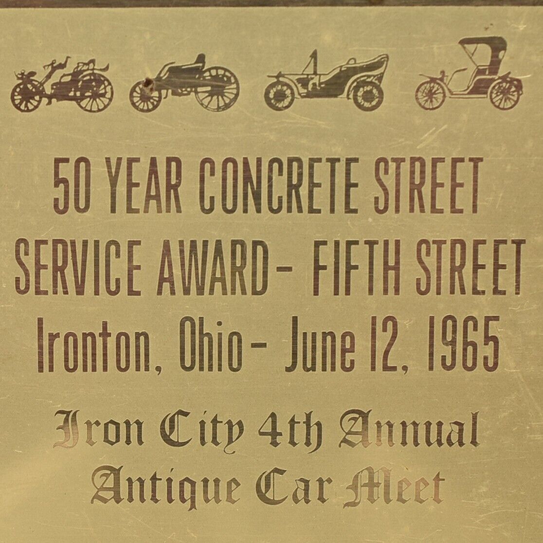 1965 Concrete Street Service Award Portland Cement Iron City Car Show Ironton OH