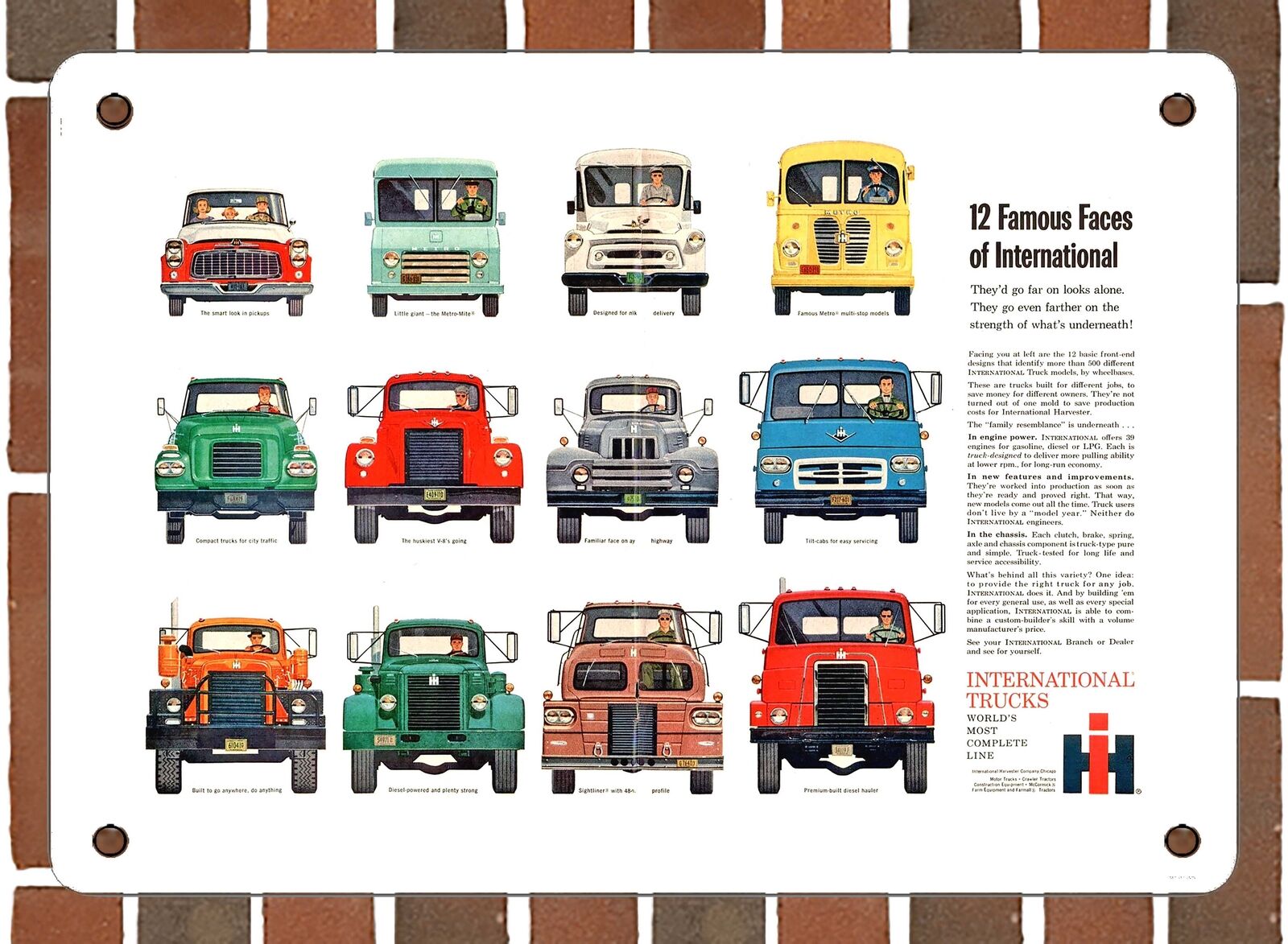 METAL SIGN - 1960 International Trucks 12 Famous Faces of International