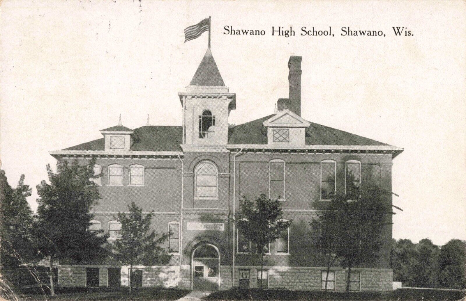 Shawano High School Shawano Wisconsin WI 1914 Postcard