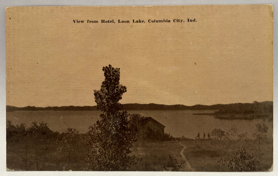 1914 View from Hotel, Loon Lake, Columbia City, Indiana IN Vintage Postcard