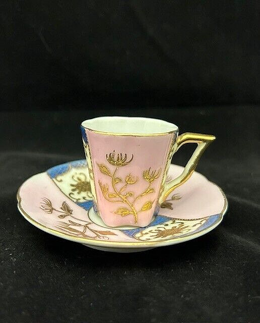 Vintage Suzuki China Cup and Saucer Hand Painted Made In Japan Pink and Gold