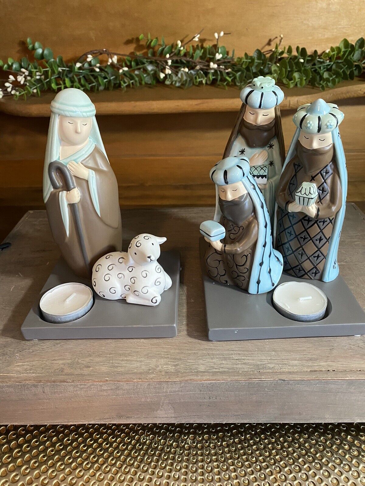 Partylite Nativity Modern Shepherd & Three Kings Tealight Candle w/Box ~NICE~