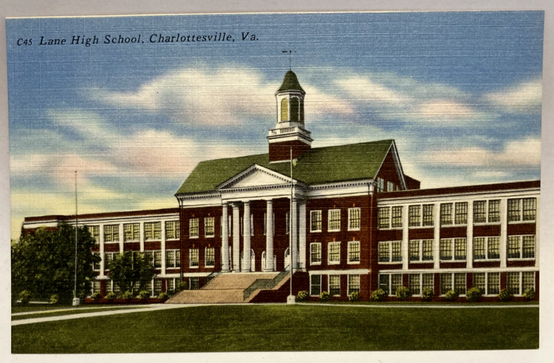 Lane High School, Charlottesville VA Virginia, Vintage Linen Postcard