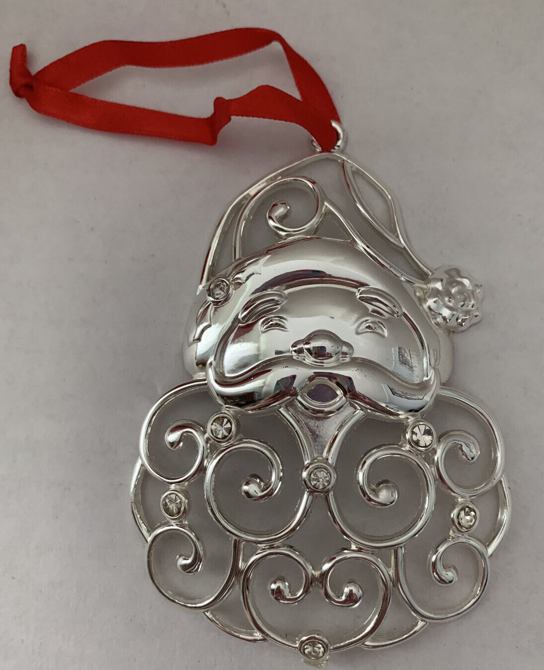 Lennox Bejeweled Silver Plated Santa Ornament #851309