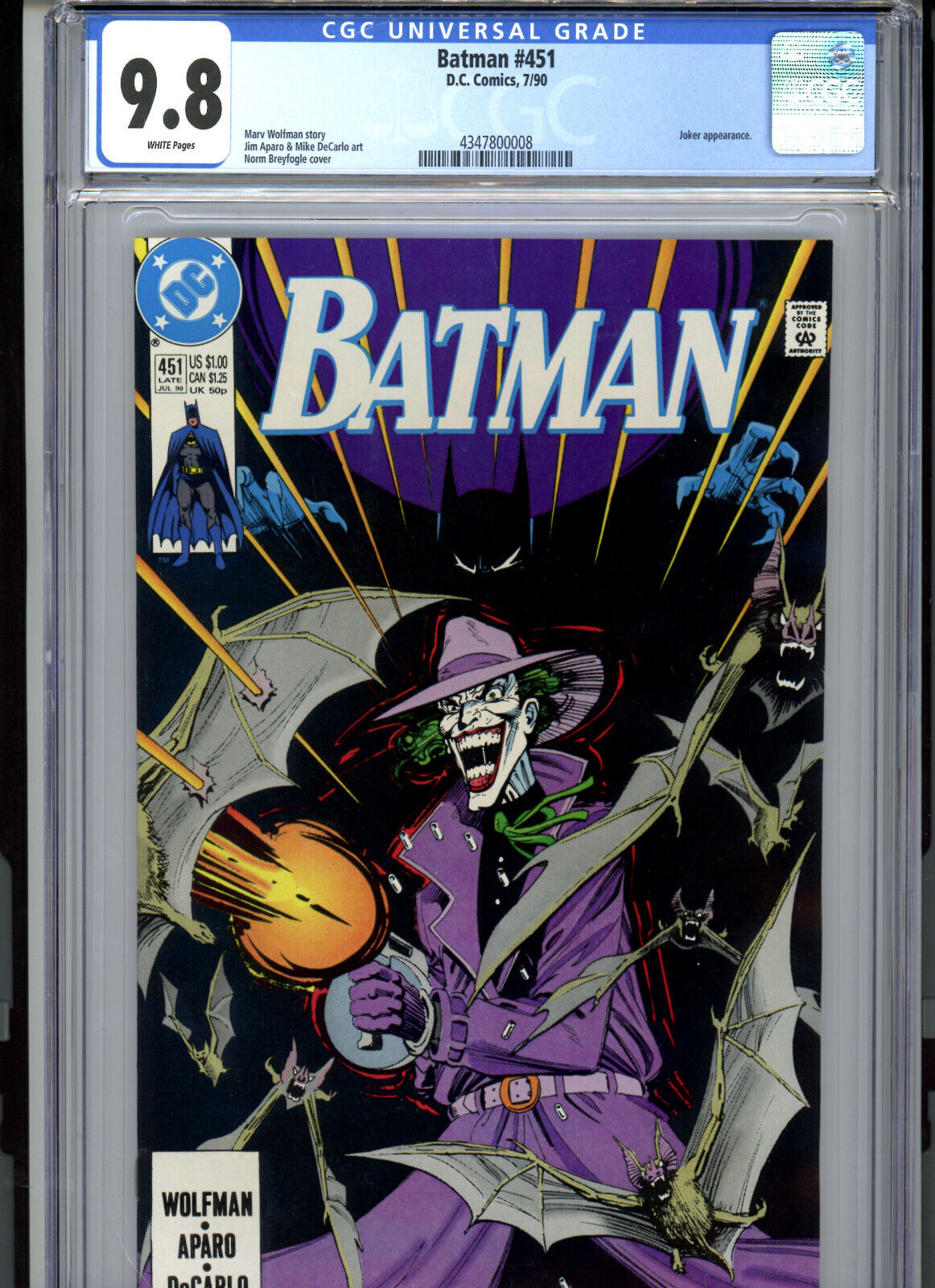 Batman #451 (1990) DC CGC 9.8 White Joker