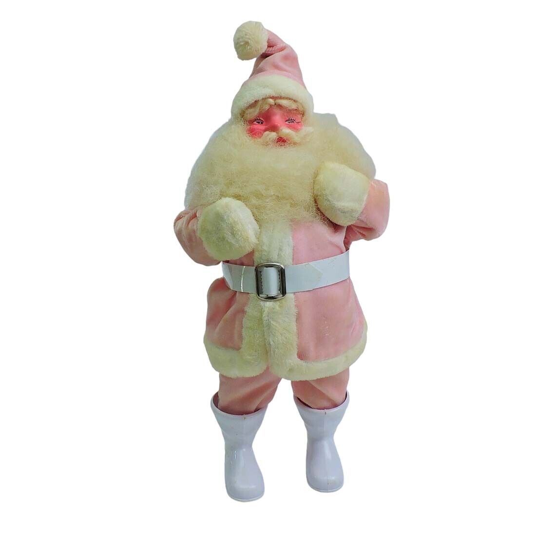 Harold Gale Santa Claus 15” Pink Velvet Suit Doll Figurine Christmas Vintage