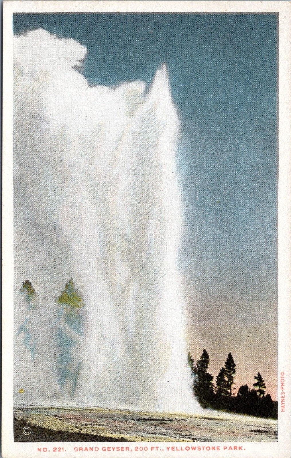 Grand Geyser, Yellowstone Park Wyoming- Haynes Postcard 221 - 200 series