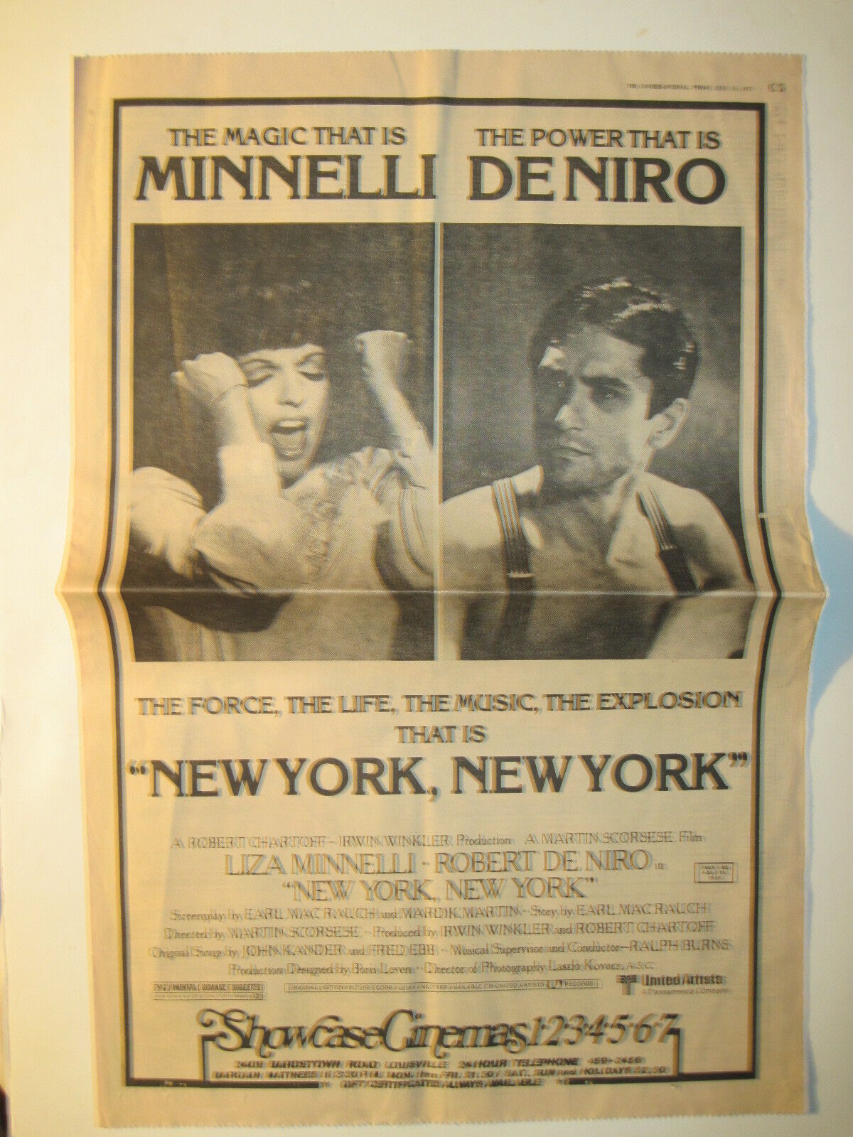 Louisville Courier Journal 6-15-1977. Liza Minnelli, Robert De Niro Full-Page Ad