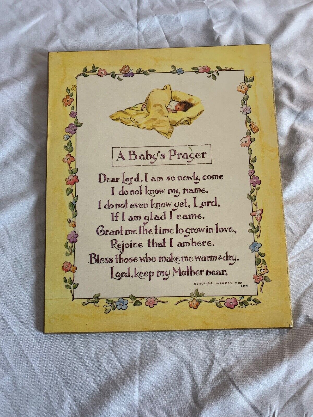 A Baby\'s Prayer plaque sign vintage