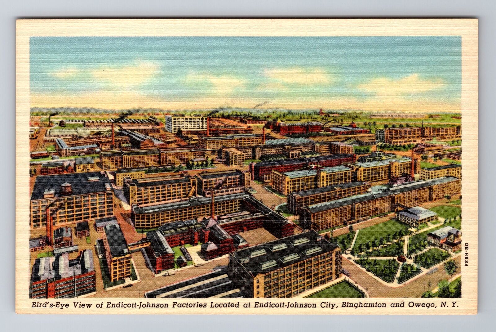 Owego NY-New York, Endicott-Johnson Factories, Antique Vintage Souvenir Postcard