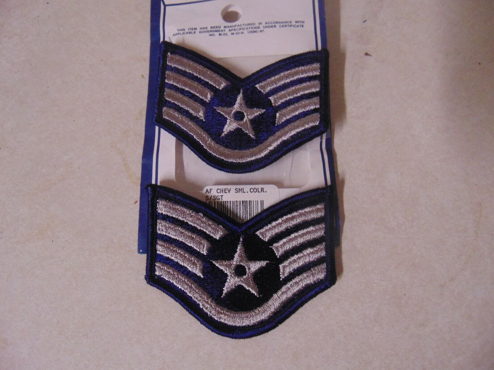 MILITARY PATCH US AIR FORCE CHEVRONS RANK SET OF 2 STAFF SERGEANT SMALL COLOR