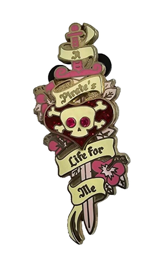 Disney Pin 50980 A Pirate's Life For Me Pink Sword Pink Jeweled Skull Eyes 