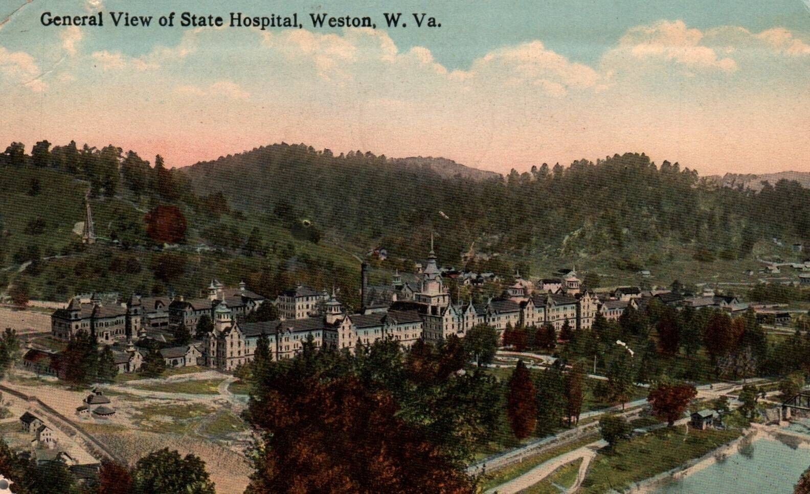 Weston W. Va. General View State Hospital Vintage 1919 Postcard