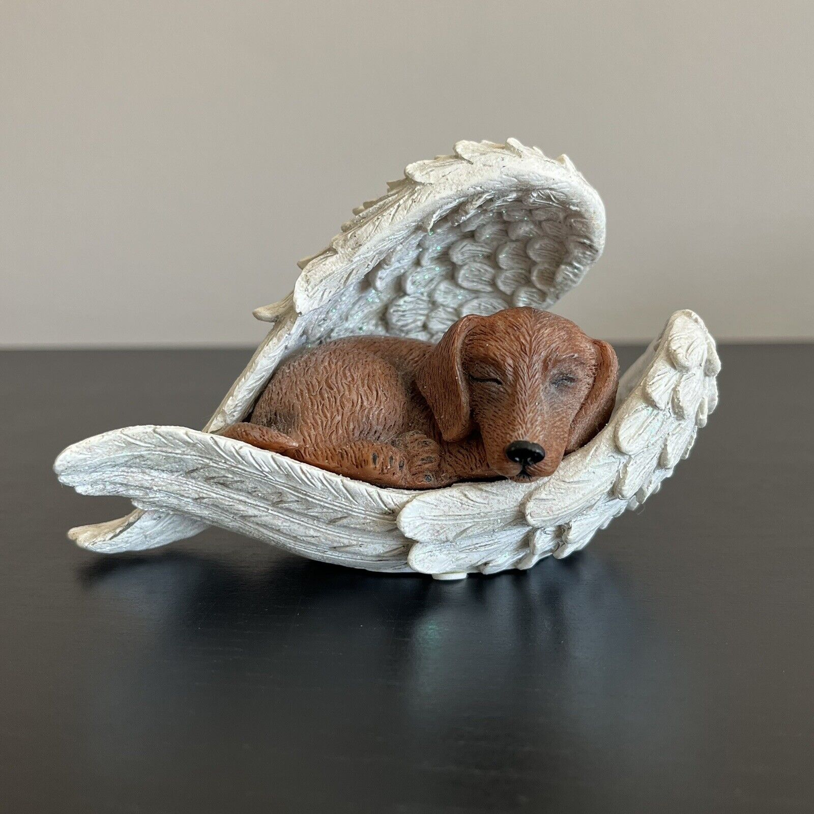 Hamilton Collection Dachshund Dog Figurine Paw Prints From Heaven Angel Wings
