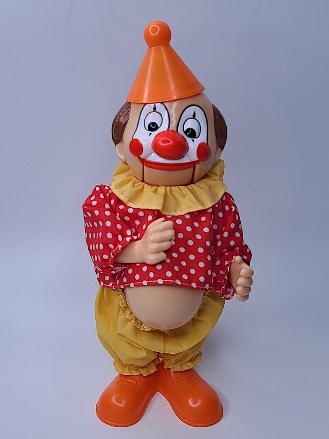 Vintage Mechanical Plastic Clown Coin Bank - 10 3/4 Inches