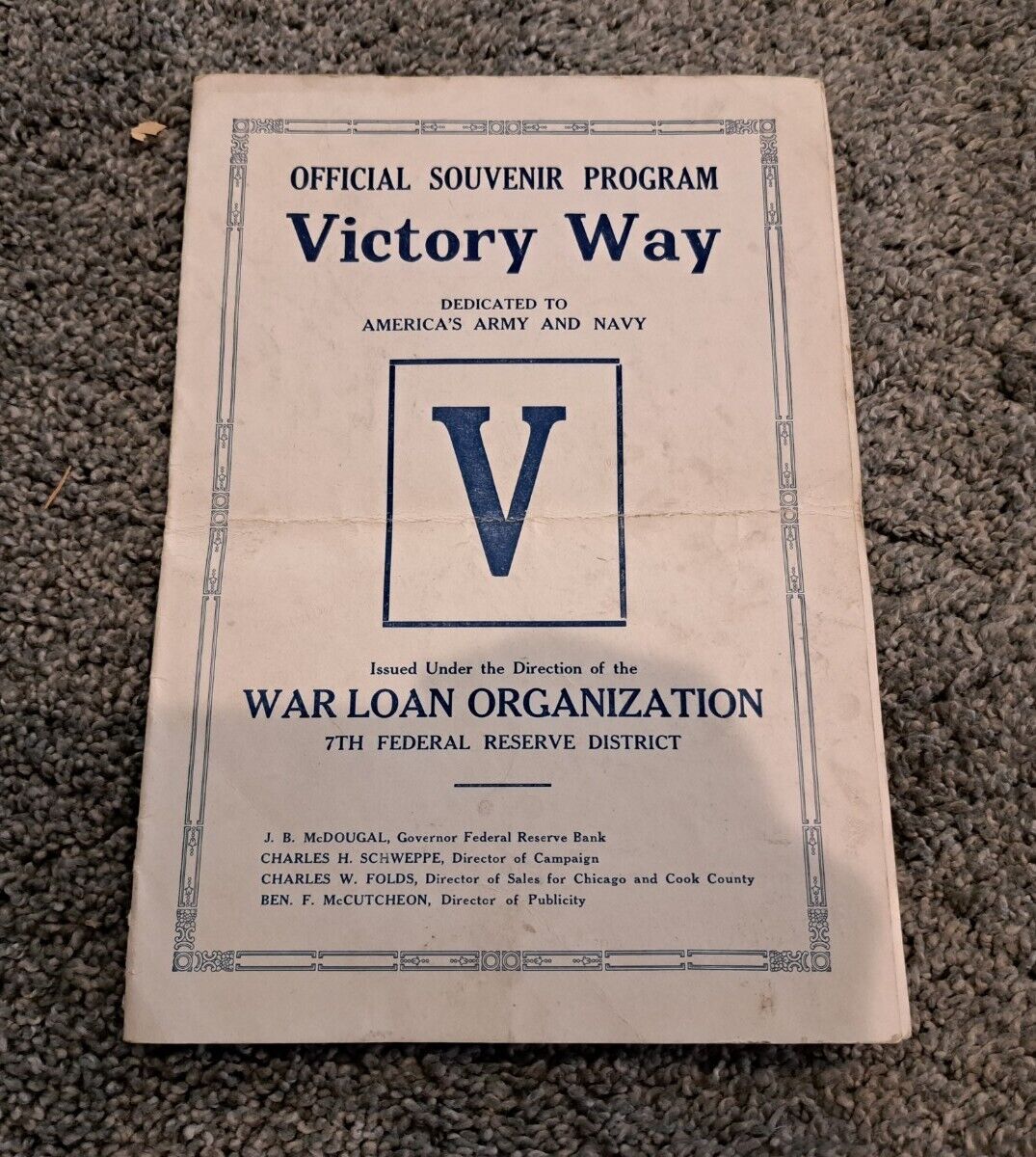 Official Souvenir Program Victory Way WWI Chicago