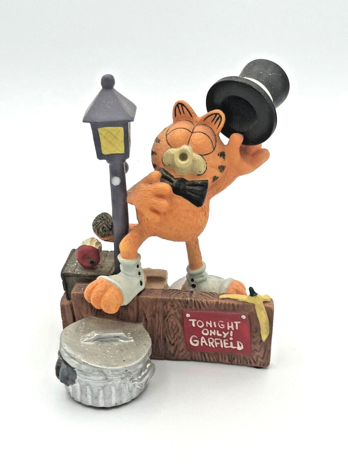 Vintage 90\'s Garfield Midnight Serenade Jim Davis Danbury Mint Statue Lamp Pole