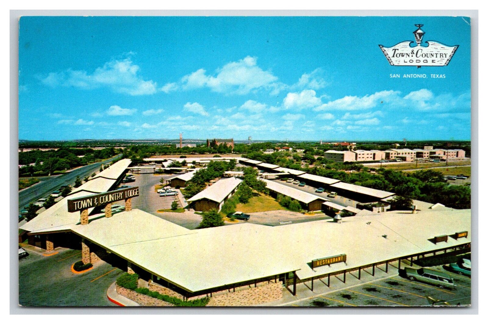 Postcard Texas TX San Antonio Town and Country Lodge Motel Hotel Restaurant