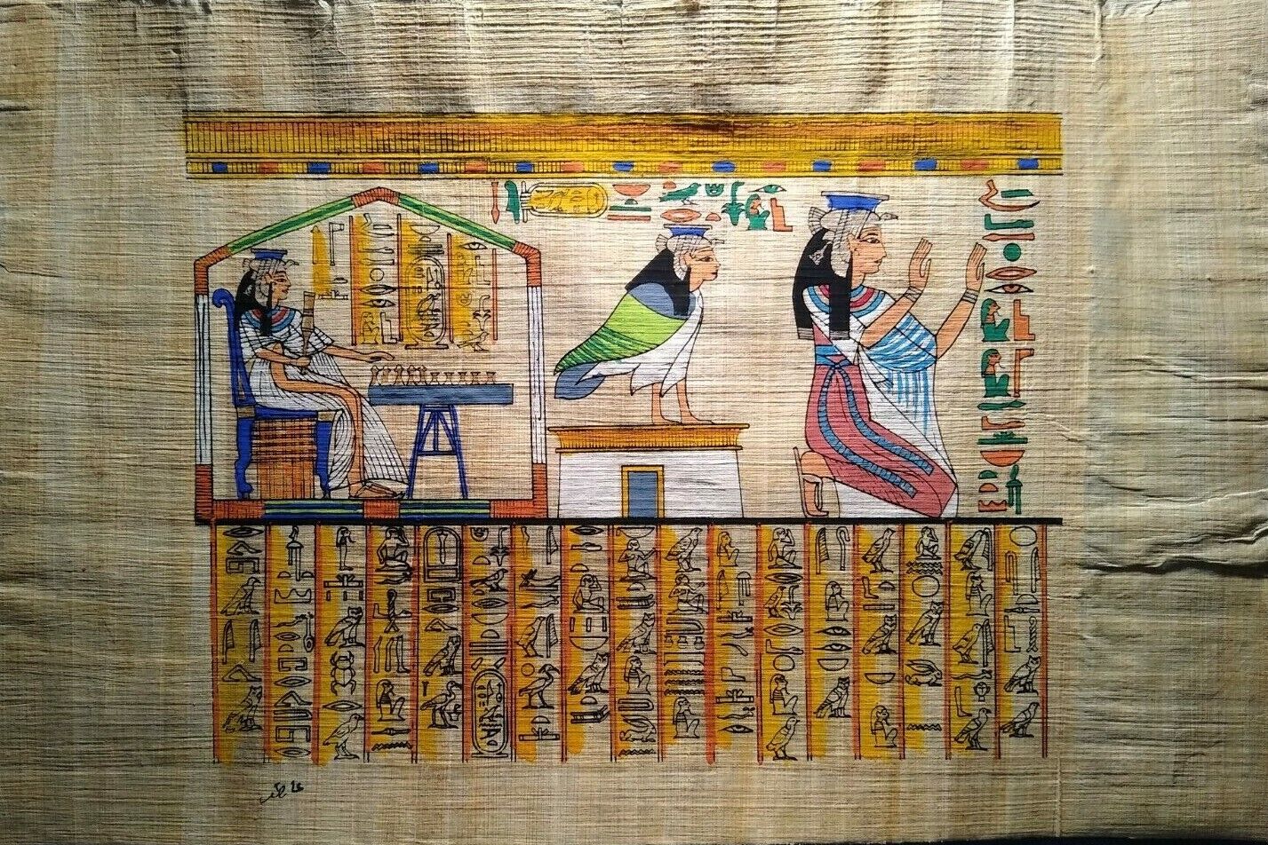 Handmade Egyptian Papyrus with vivid color designs.
