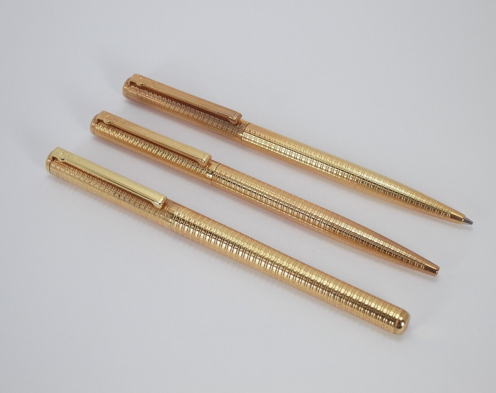 3x Vintage Pen Gold Trim Elysee Pens - Germany