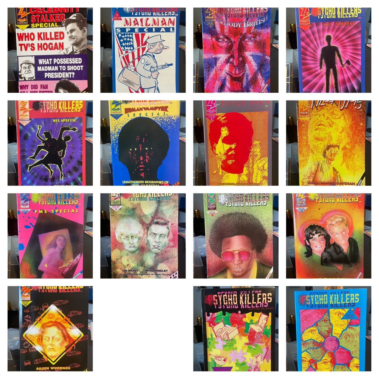psycho killers comic book lot - 15 issues Son Of Sam, Gein and more Rare Indie
