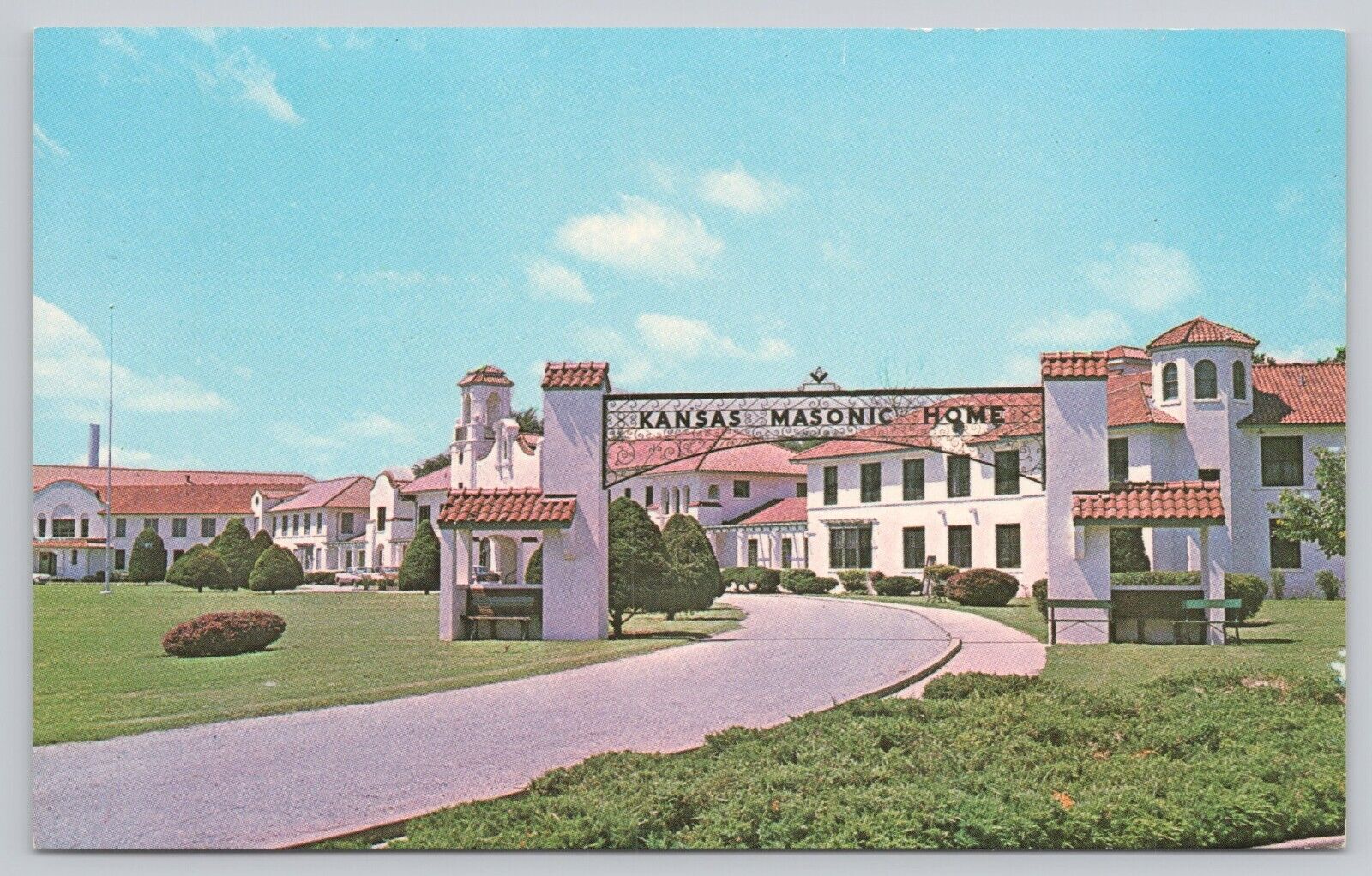 Kansas Masonic Home Wichita KS Vintage Chrome Postcard South Seneca Street