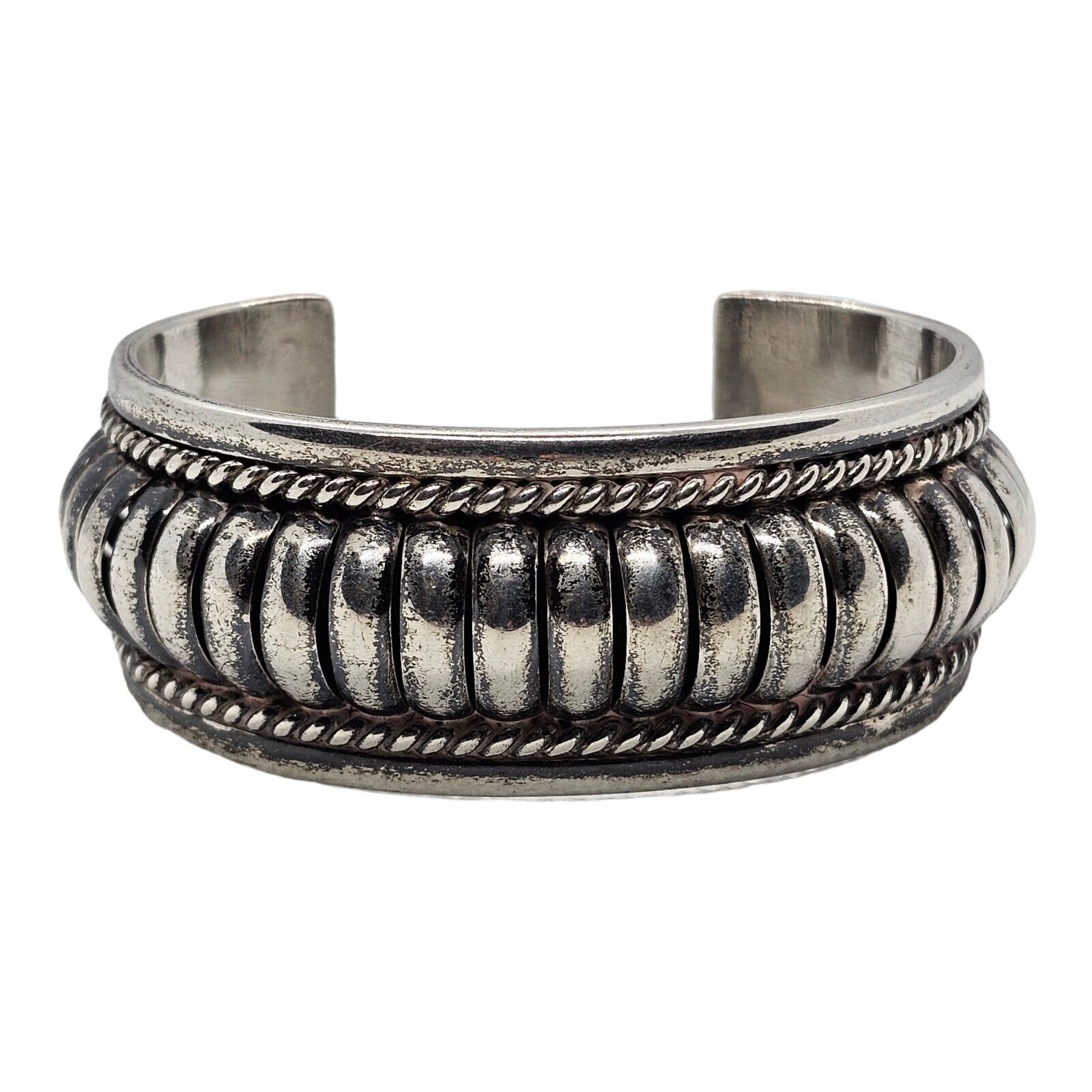 Native American Navajo Sterling Silver Bracelet By Tom Charlie