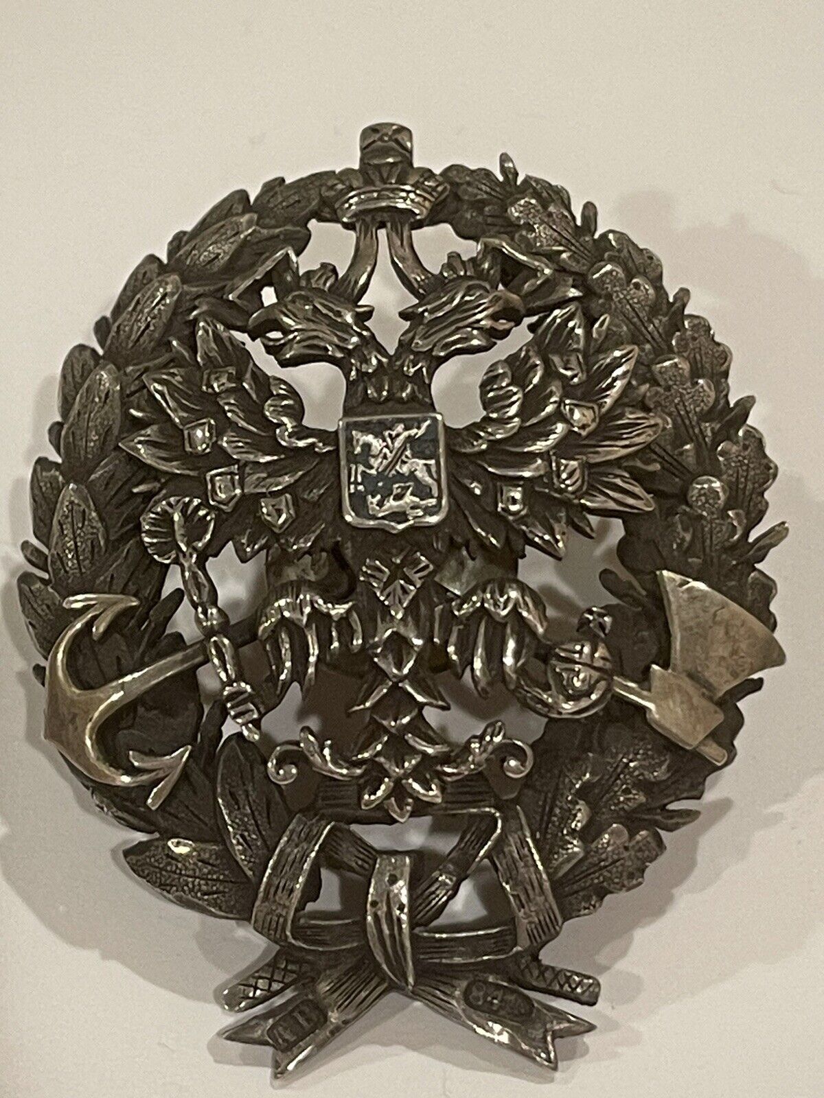 RUSSIAN EMPIRE.19C.SILVER BREAST BADGE FOR COMPLETING ACADEMY OF MILITARY ENG..