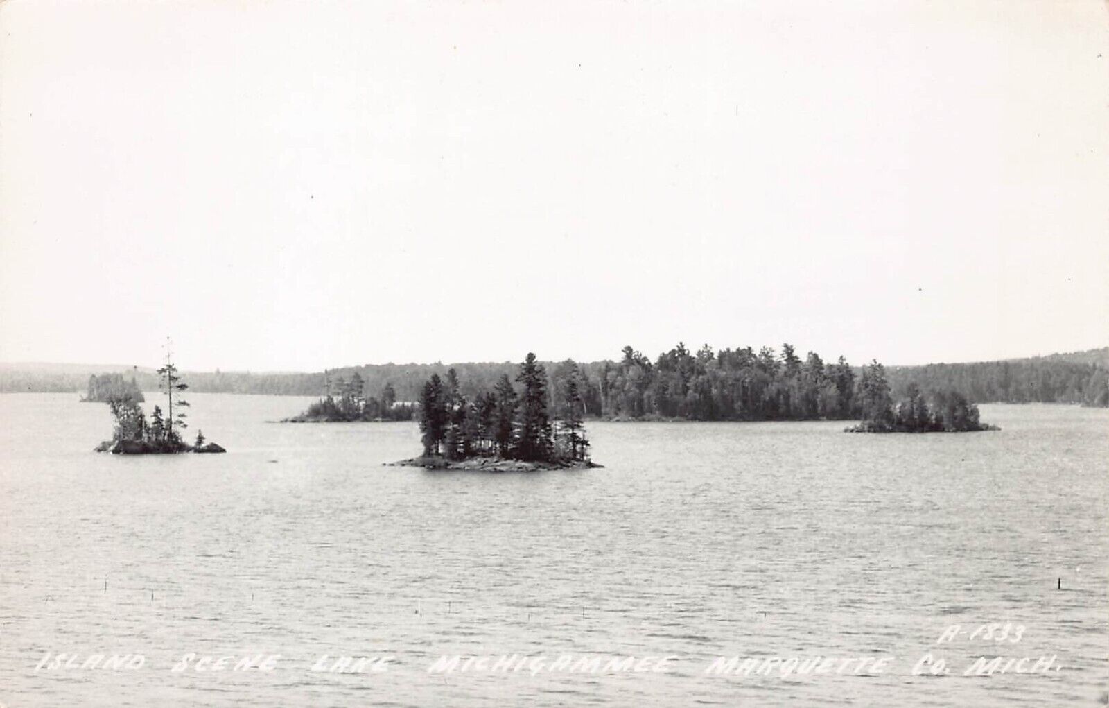 RPPC Marquette MI Lake Michigamme Island Upper Peninsula Photo Vtg Postcard D46