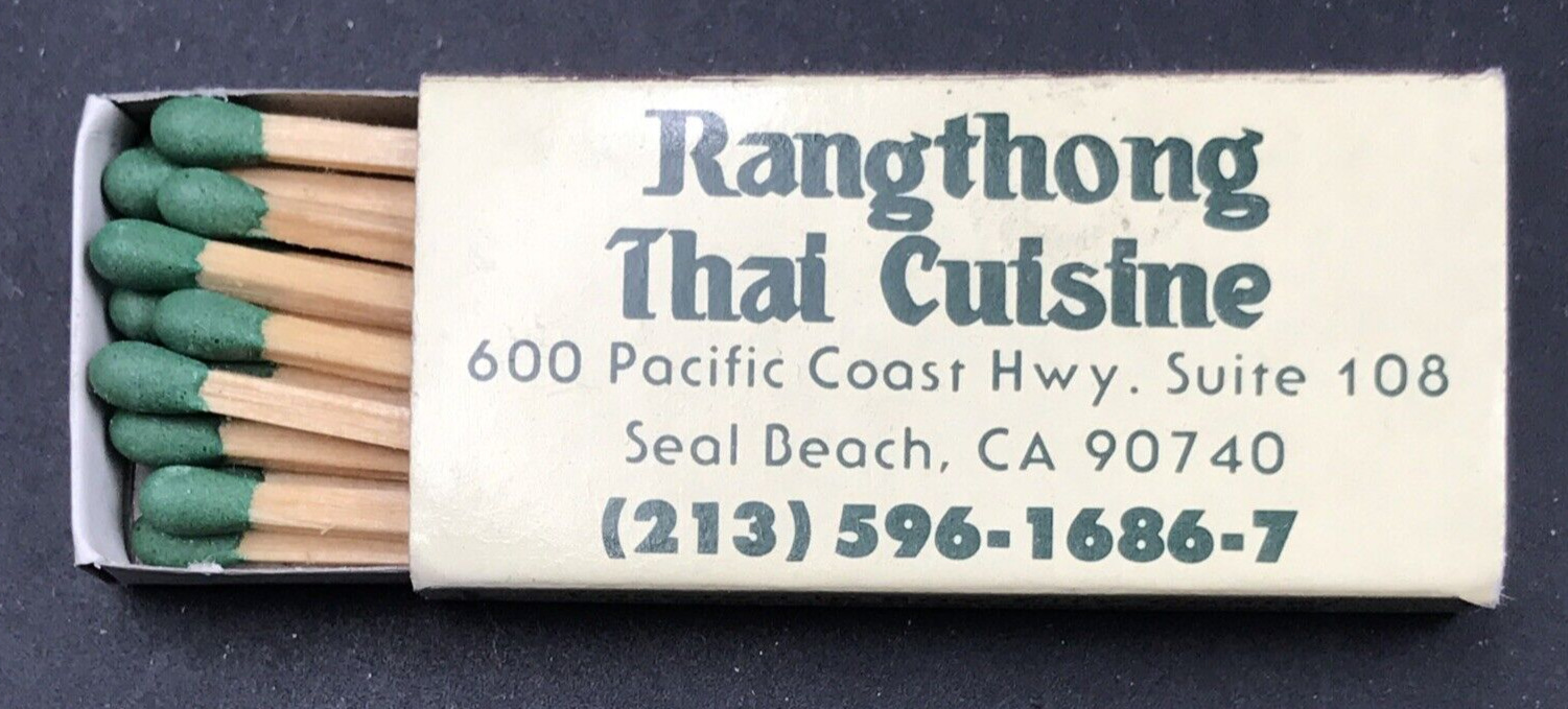 Rangthong Thai Cuisine Restaurant Seal Beach CA Matchbook Matchbox w/ Map