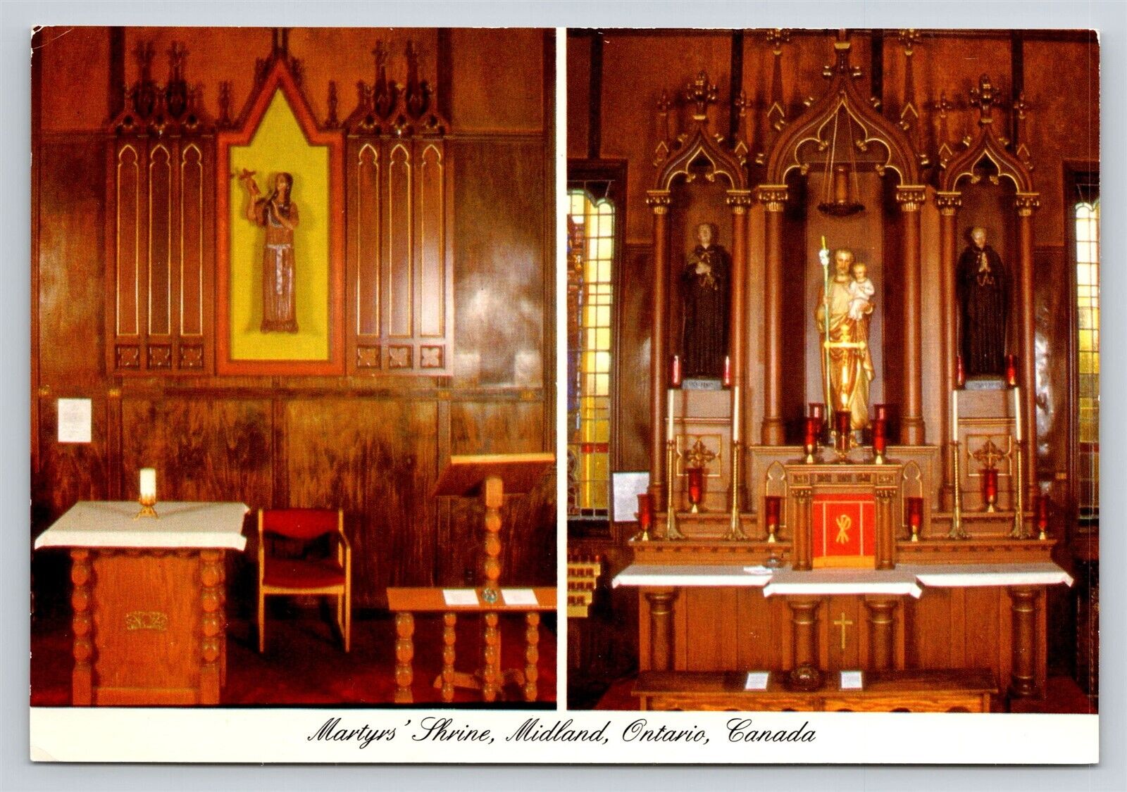 Midland Ontario Martyrs' Shrine of Canadian Martyrs Postcard Interior View 4x6