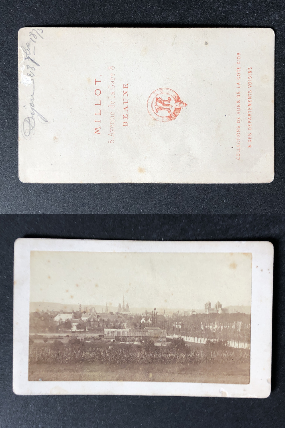 Millot, Beaune, General View of Dijon, circa 1870 vintage cdv albumen print - 