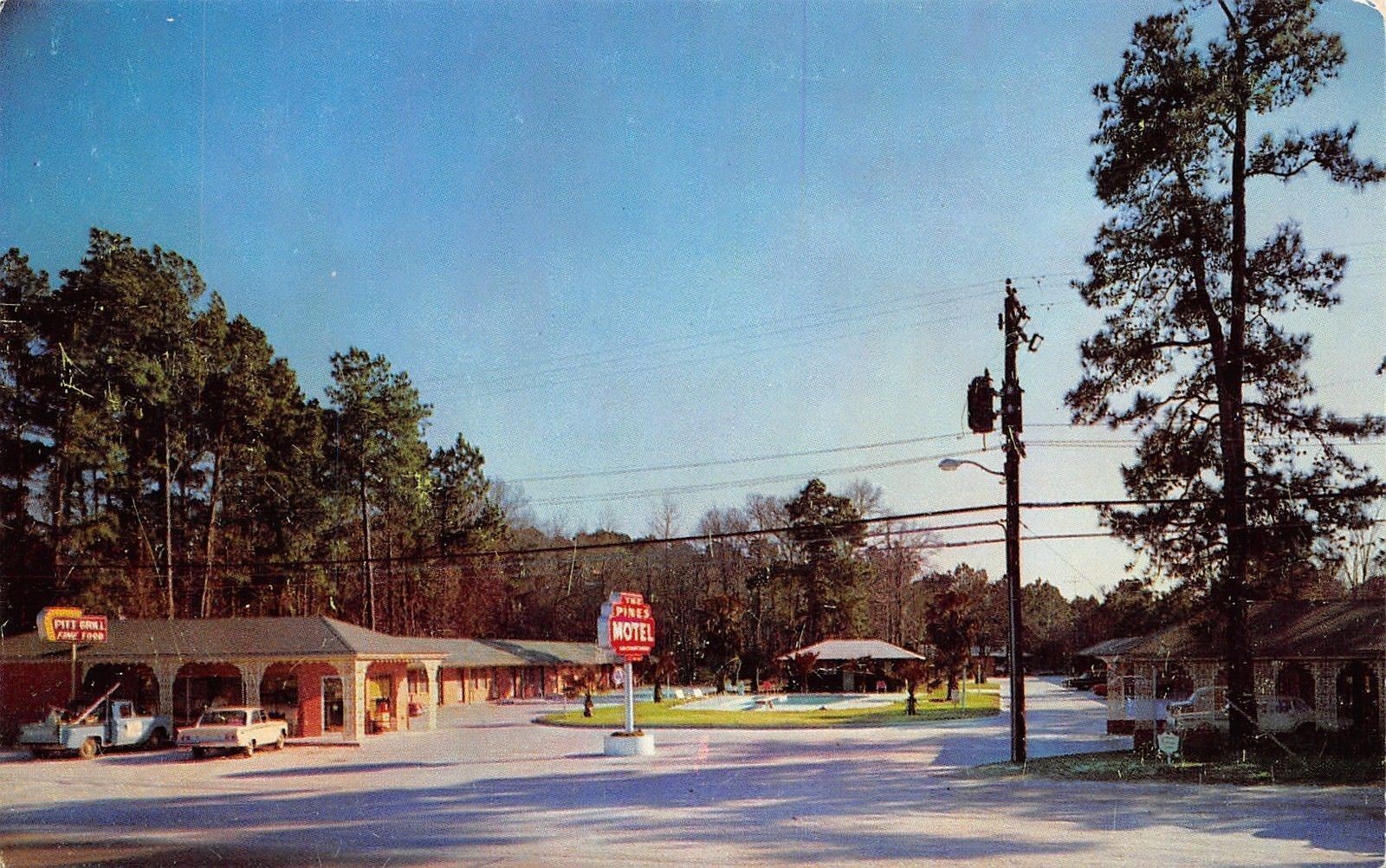 Orange Texas~Pines Motel~Roadside US 90 West~Pitt Grill Diner~1950s Postcard
