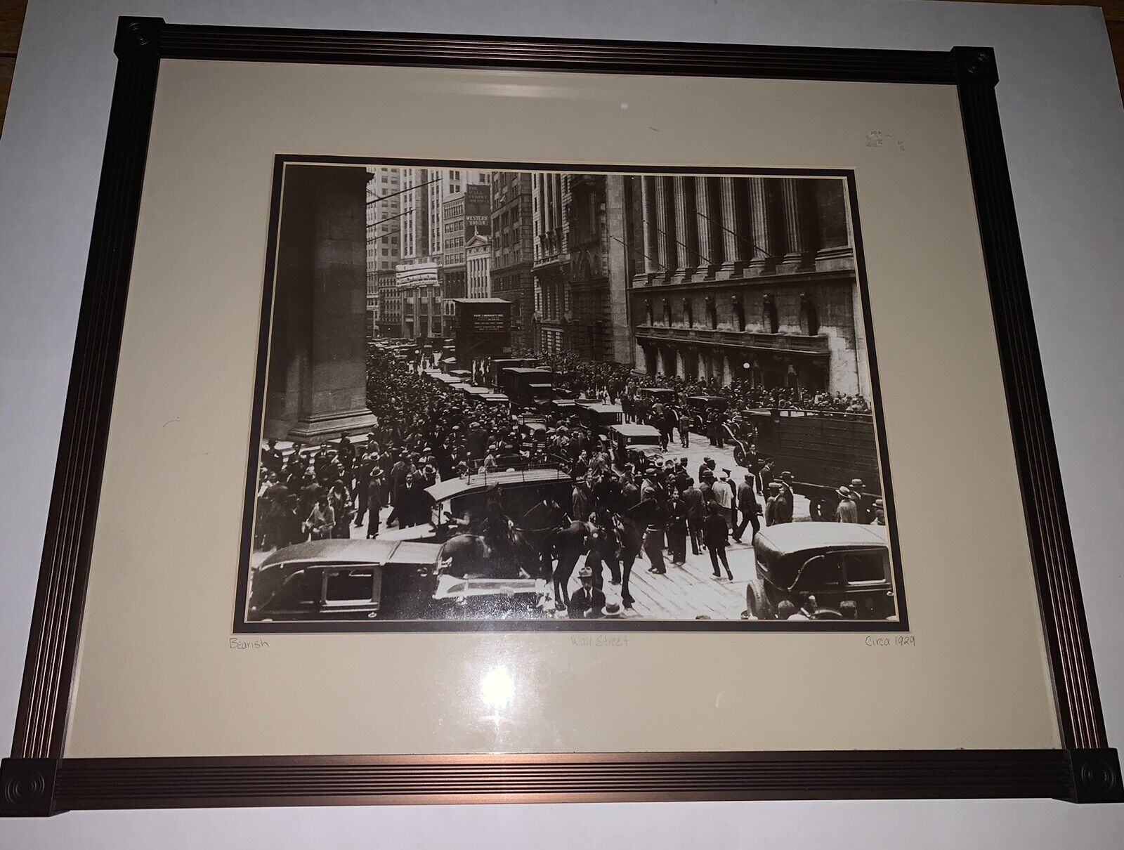 Mark Reuben Gallery-Wall Street - Bearish- Sepia Photo 1929- Framed/Matted